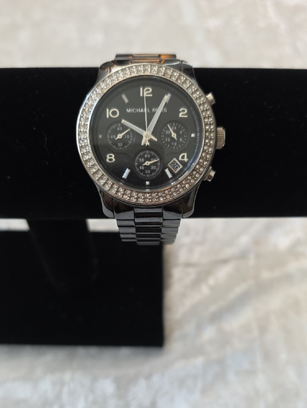 Michael Kors MK5190 Black Crystal-Bezel Chronograph Watch - Picture 7 of 10